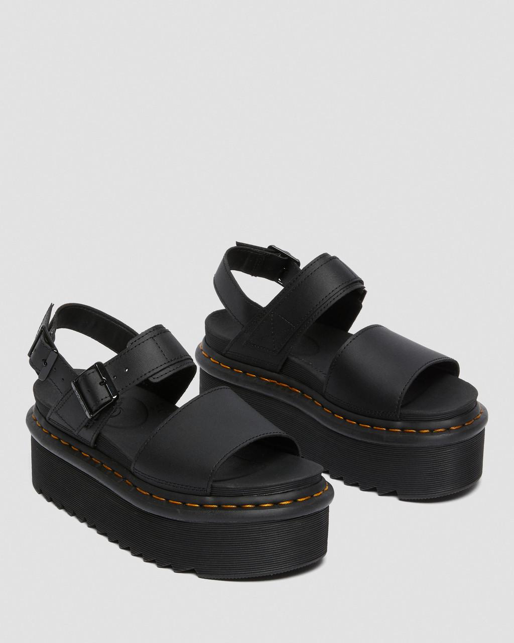 Women's Voss Women's Leather Strap Platform Sandals Black