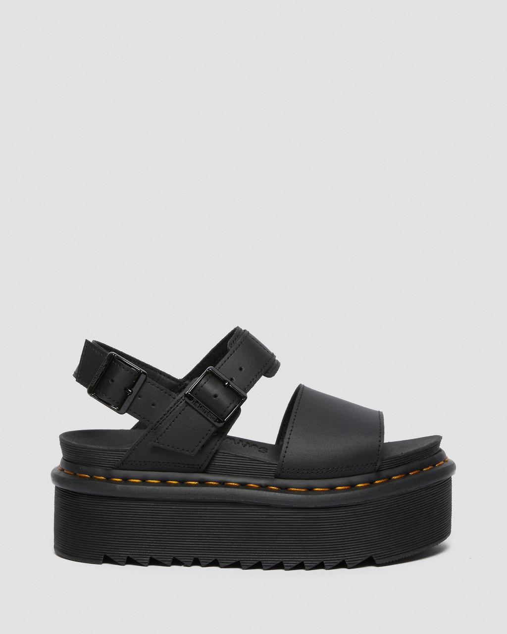 Women's Voss Women's Leather Strap Platform Sandals Black