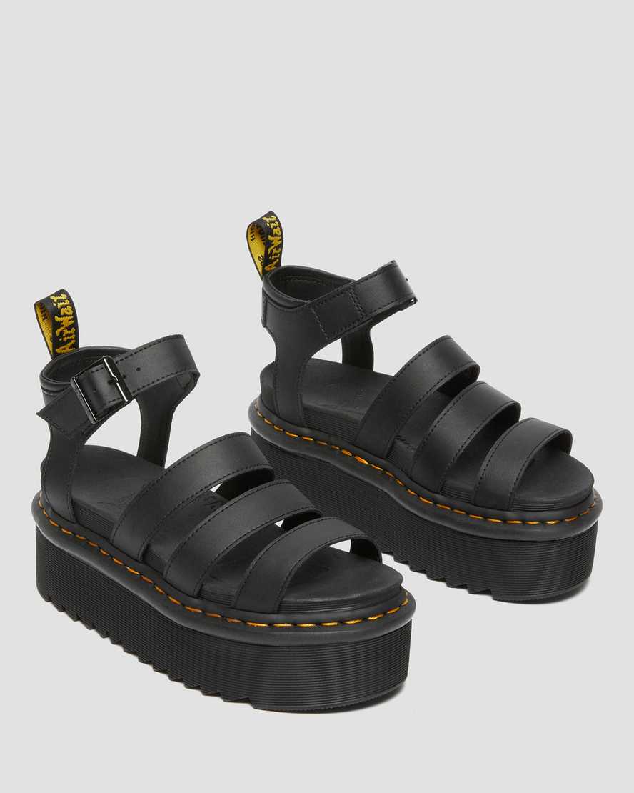 Women's Blaire Hydro Leather Platform Strap Sandals Black