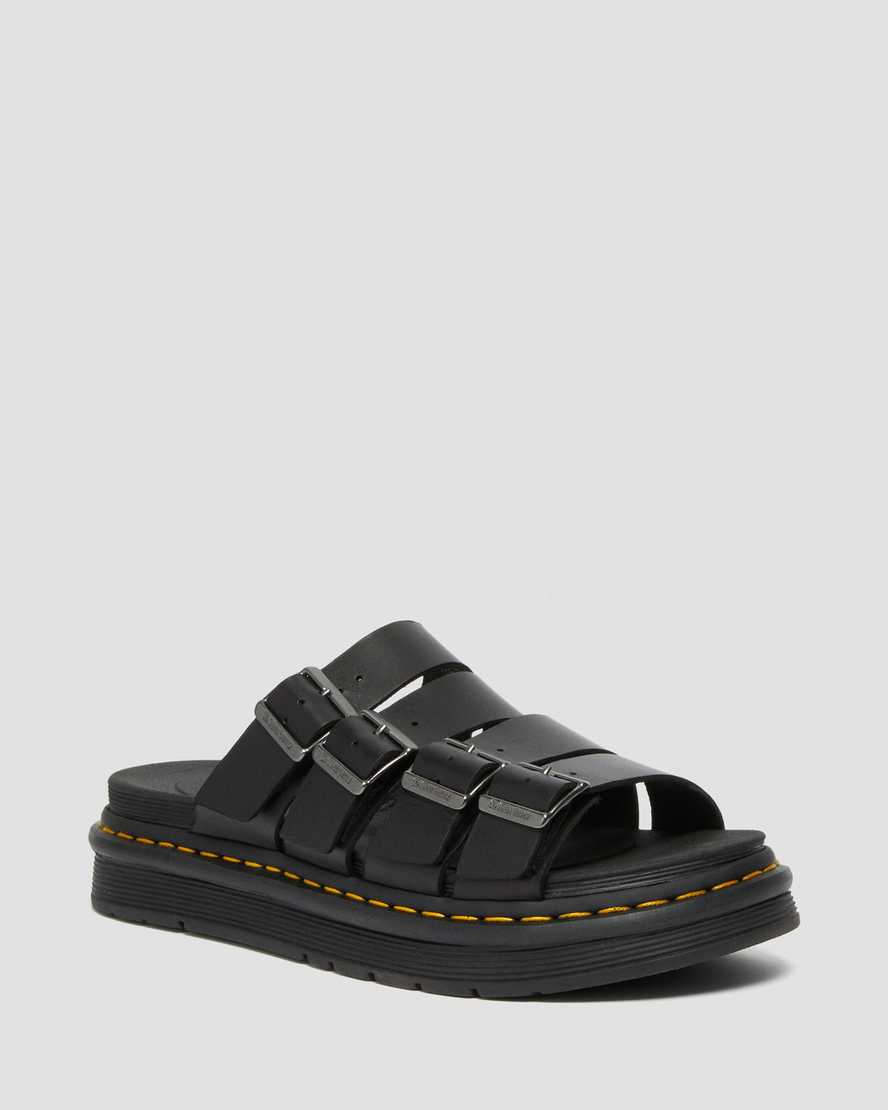 Men's Tate Leather Slide Sandals Black