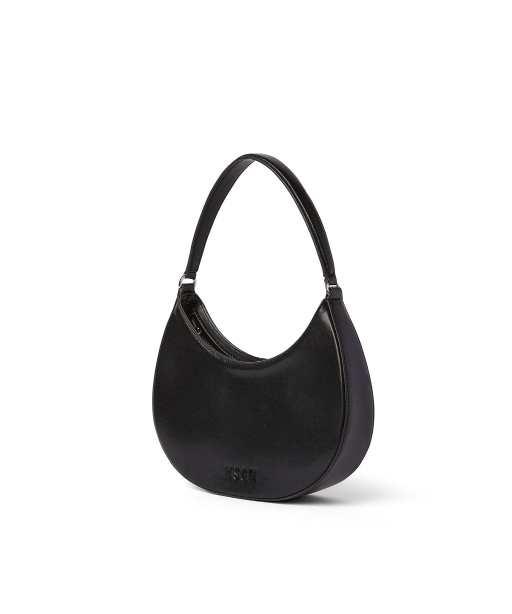 Opaque faux leather small "Hobo" shoulder bag Black
