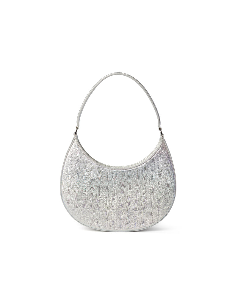Shaded craquele faux leather small "Hobo" shoulder bag Silver