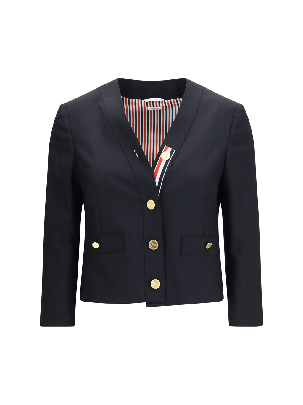 Thom Browne Hopsack Cardigan Blazer — Navy