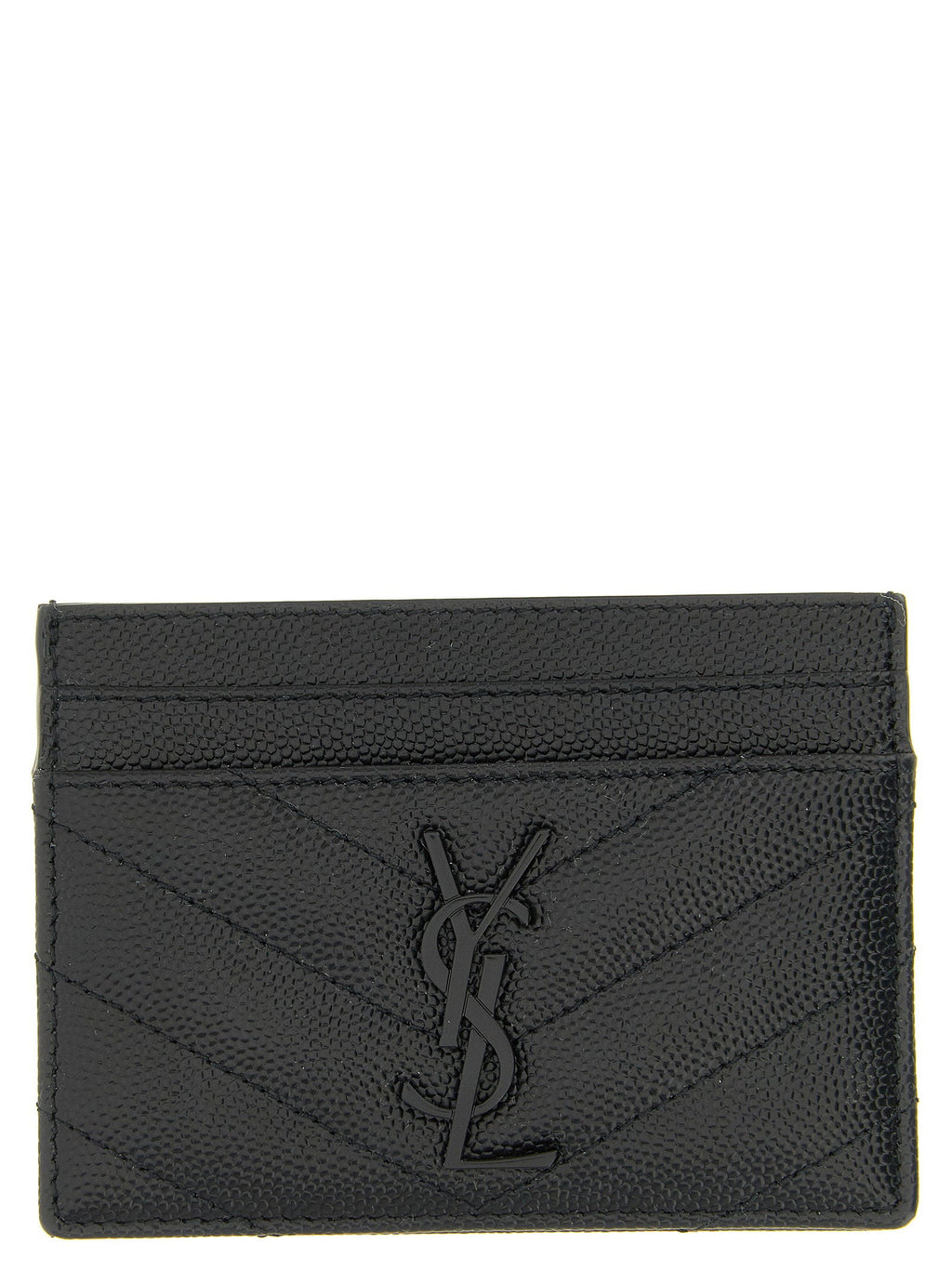 Saint Laurent Matelassé Card Case — Black
