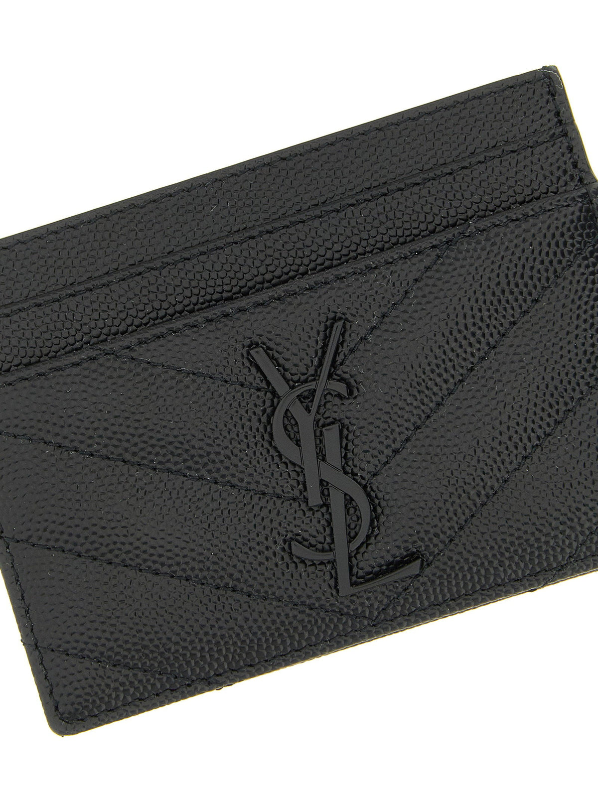 Saint Laurent Matelassé Card Case — Black