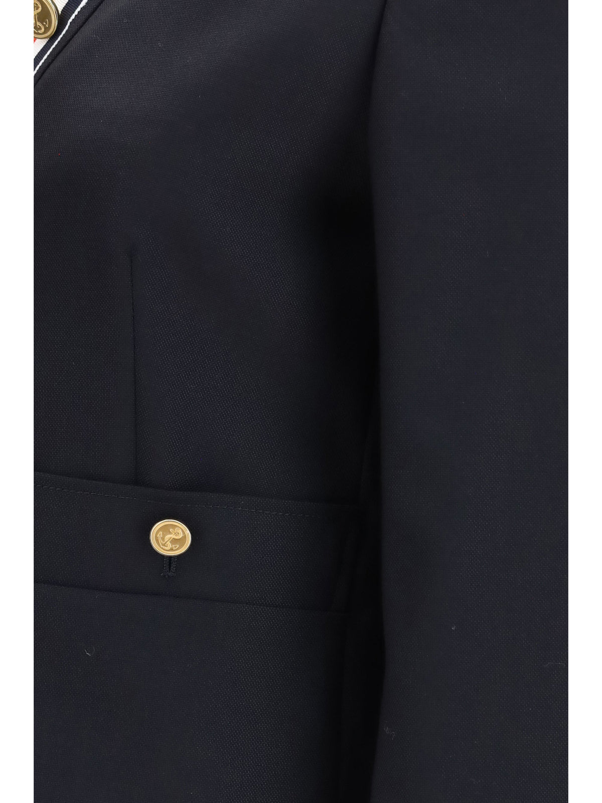 Thom Browne Hopsack Cardigan Blazer — Navy