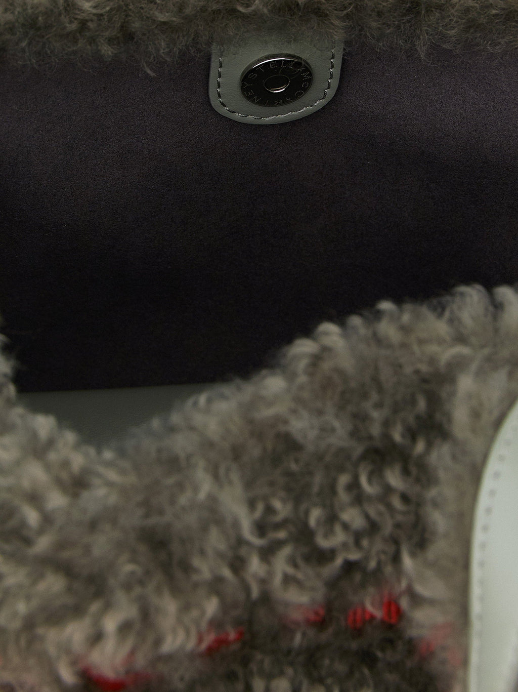Stella Mccartney Shearling Logo Embroidery Tote Bag — Gray