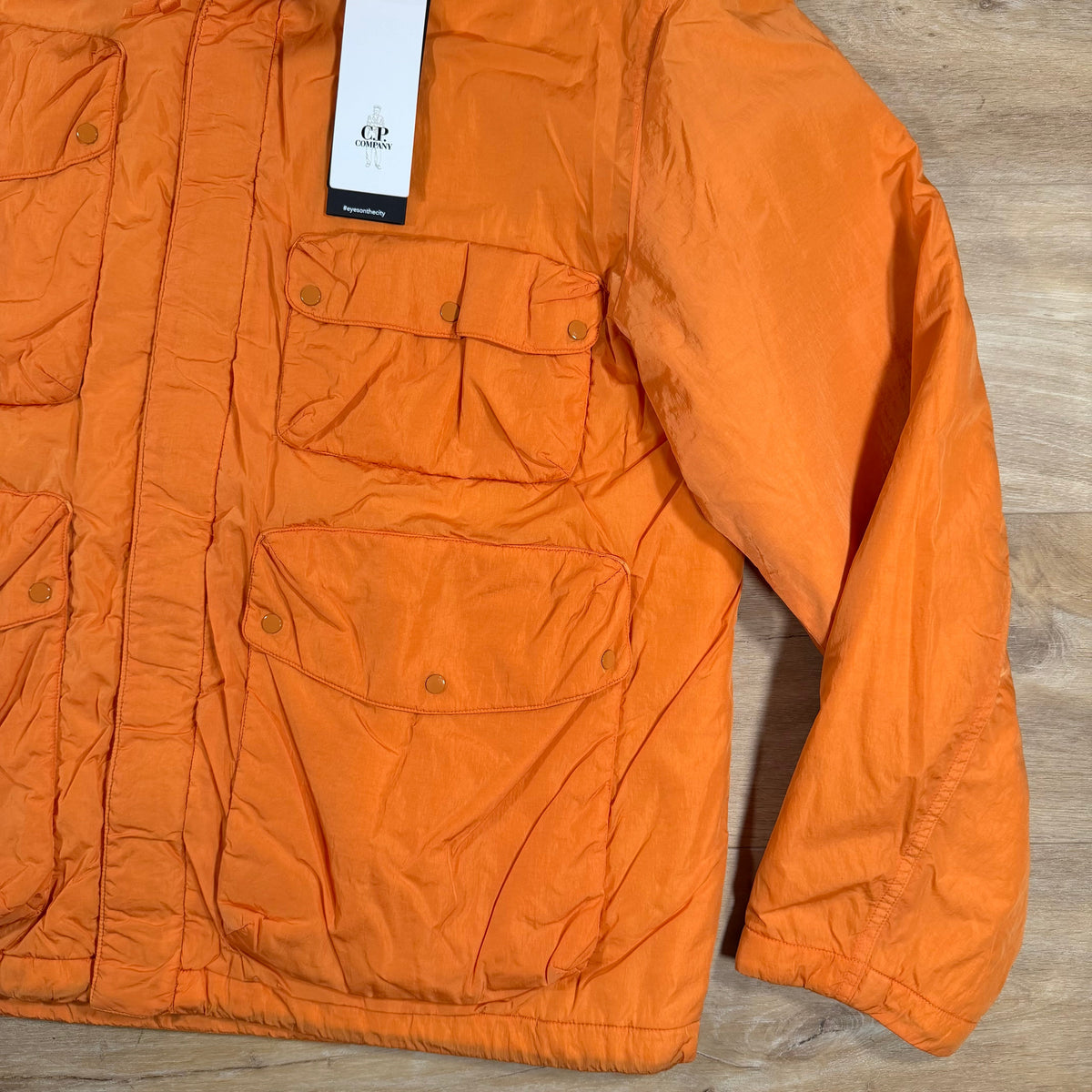 C.P. Company Chrome-R Padded Goggle Jacket in Russet Orange