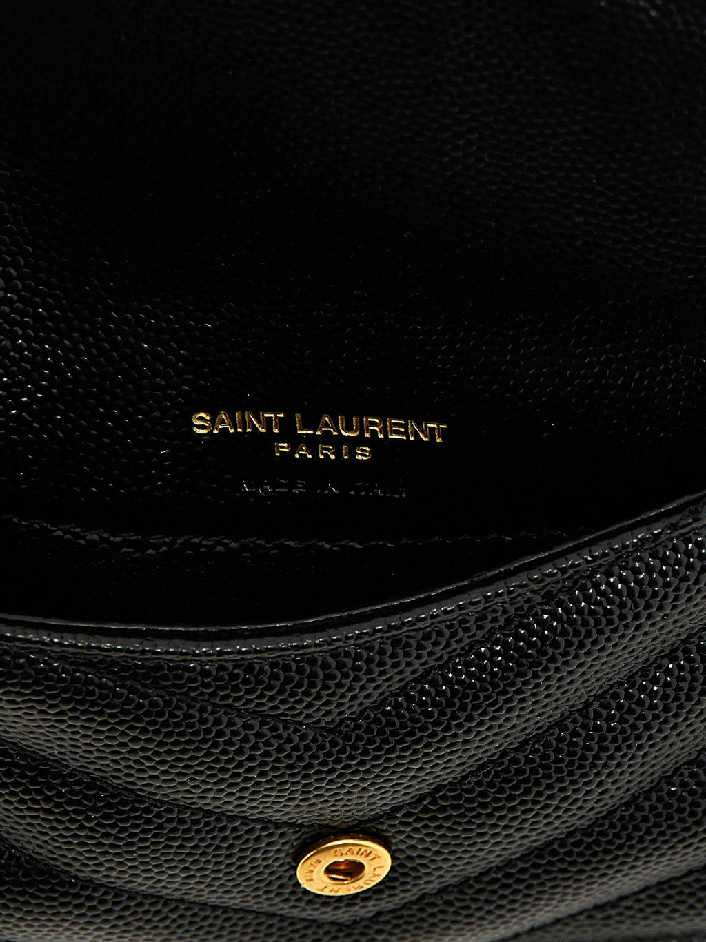 Saint Laurent Chevron Quilted Grained Leather Card Case — Black