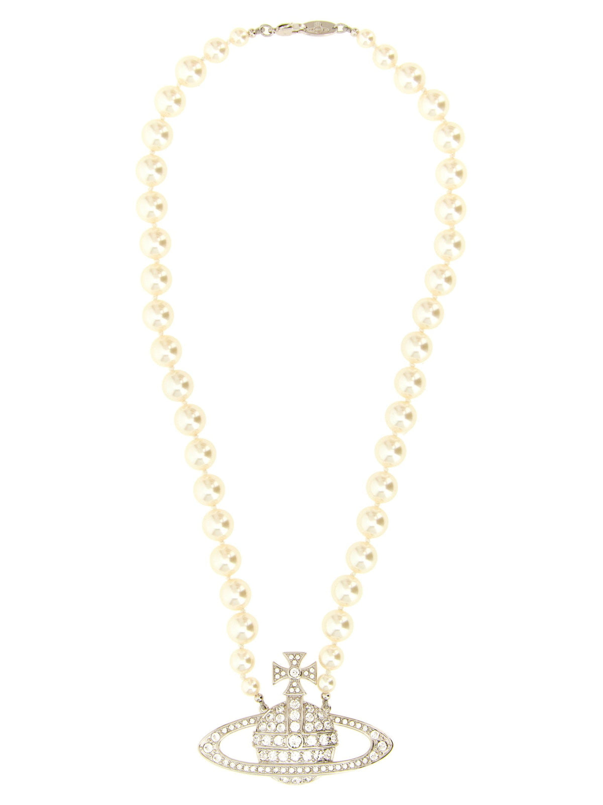 Vivienne Westwood Pearl and Crystal Orb Necklace — White