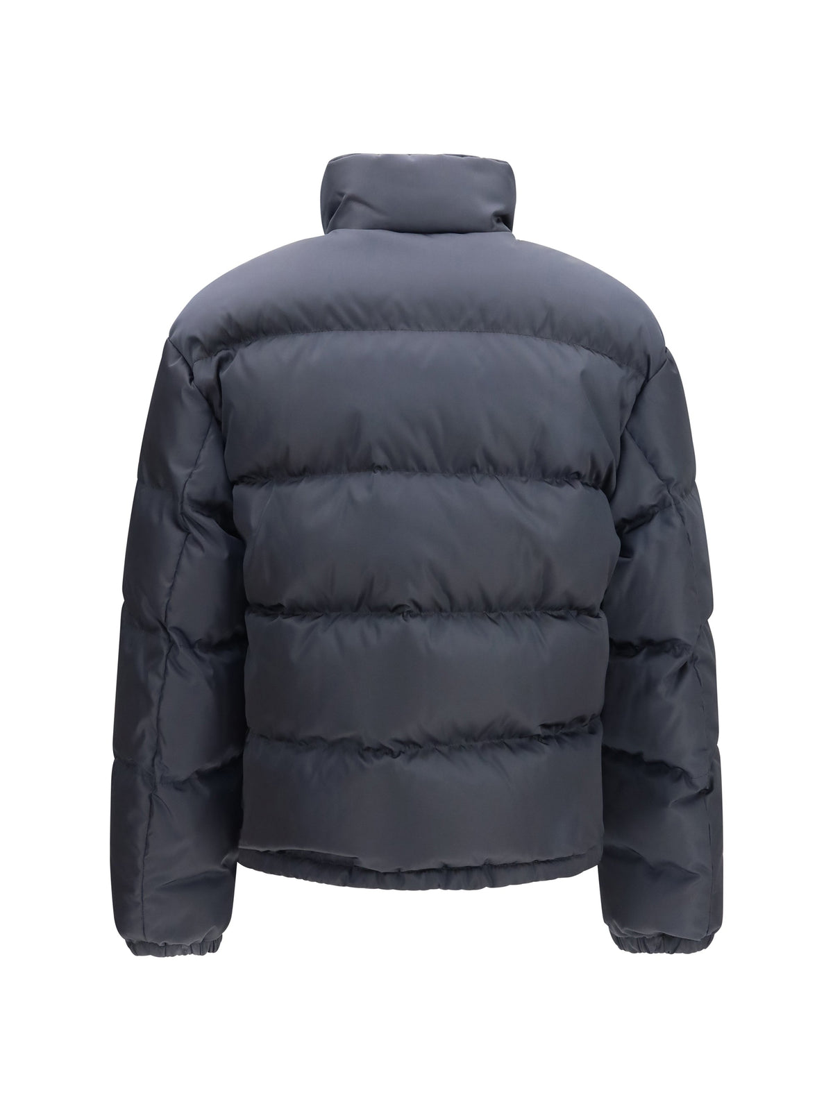 Prada High-Neck Padded Down Jacket — Gray