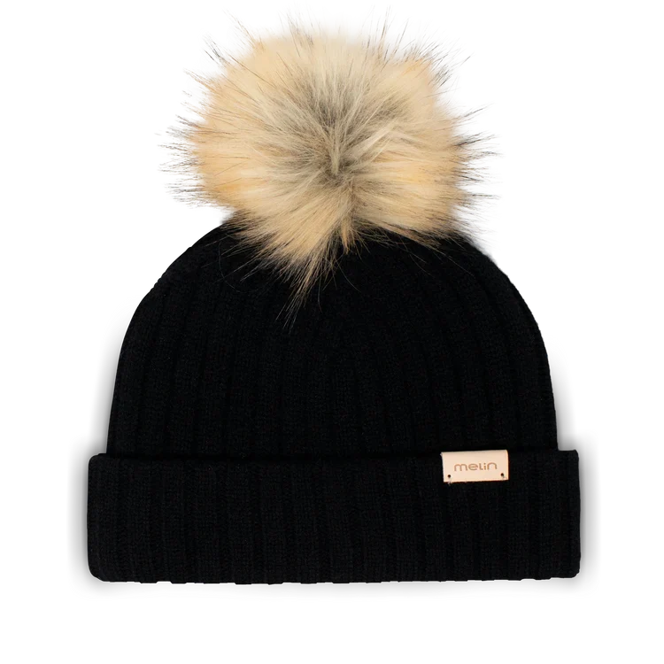 All Day Pom Cashmere Wool Beanie BLACK