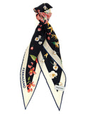 Ferragamo Floral-Print Silk Diamond Scarf — Black