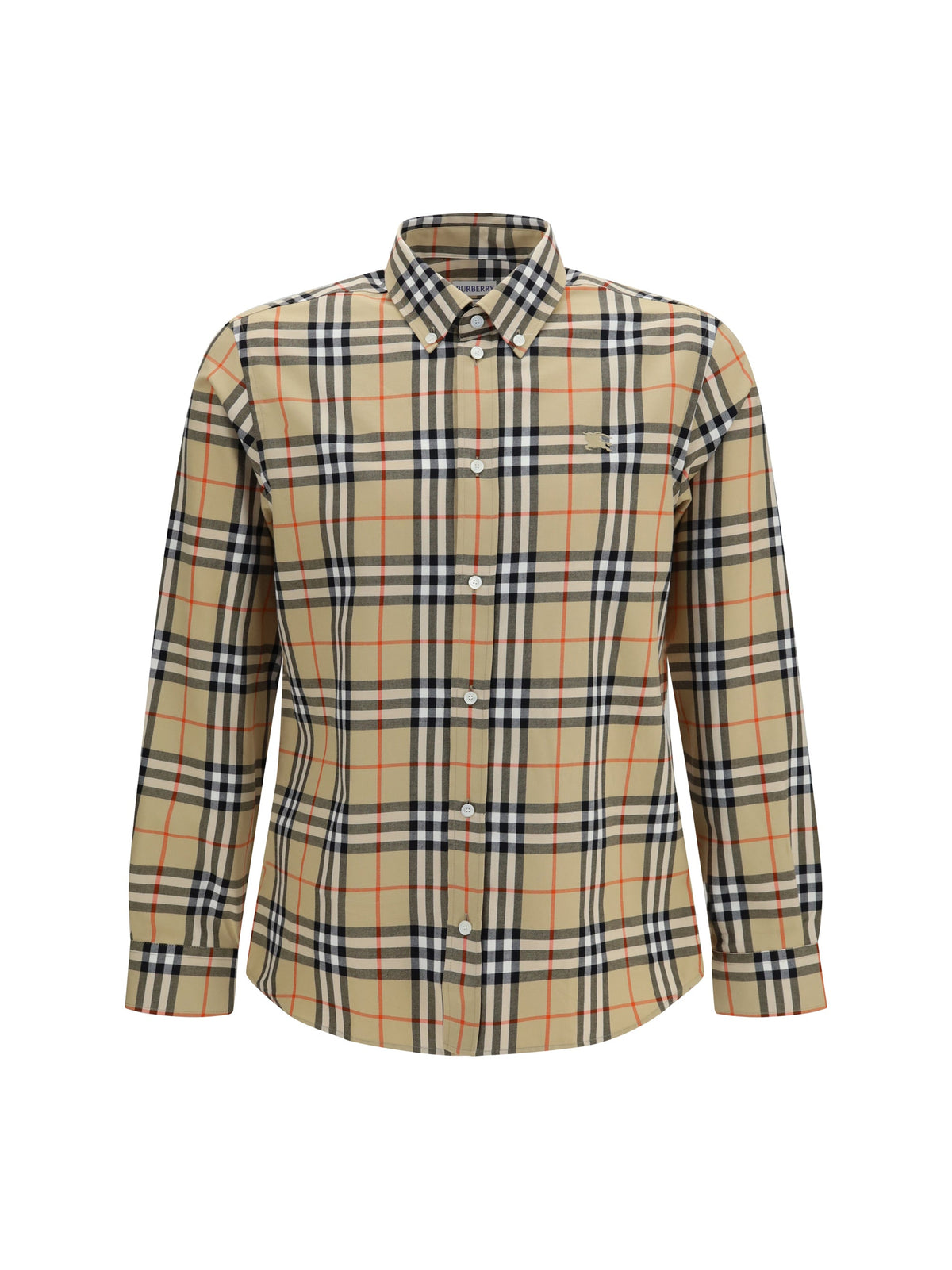 Burberry Check Cotton Shirt — Beige
