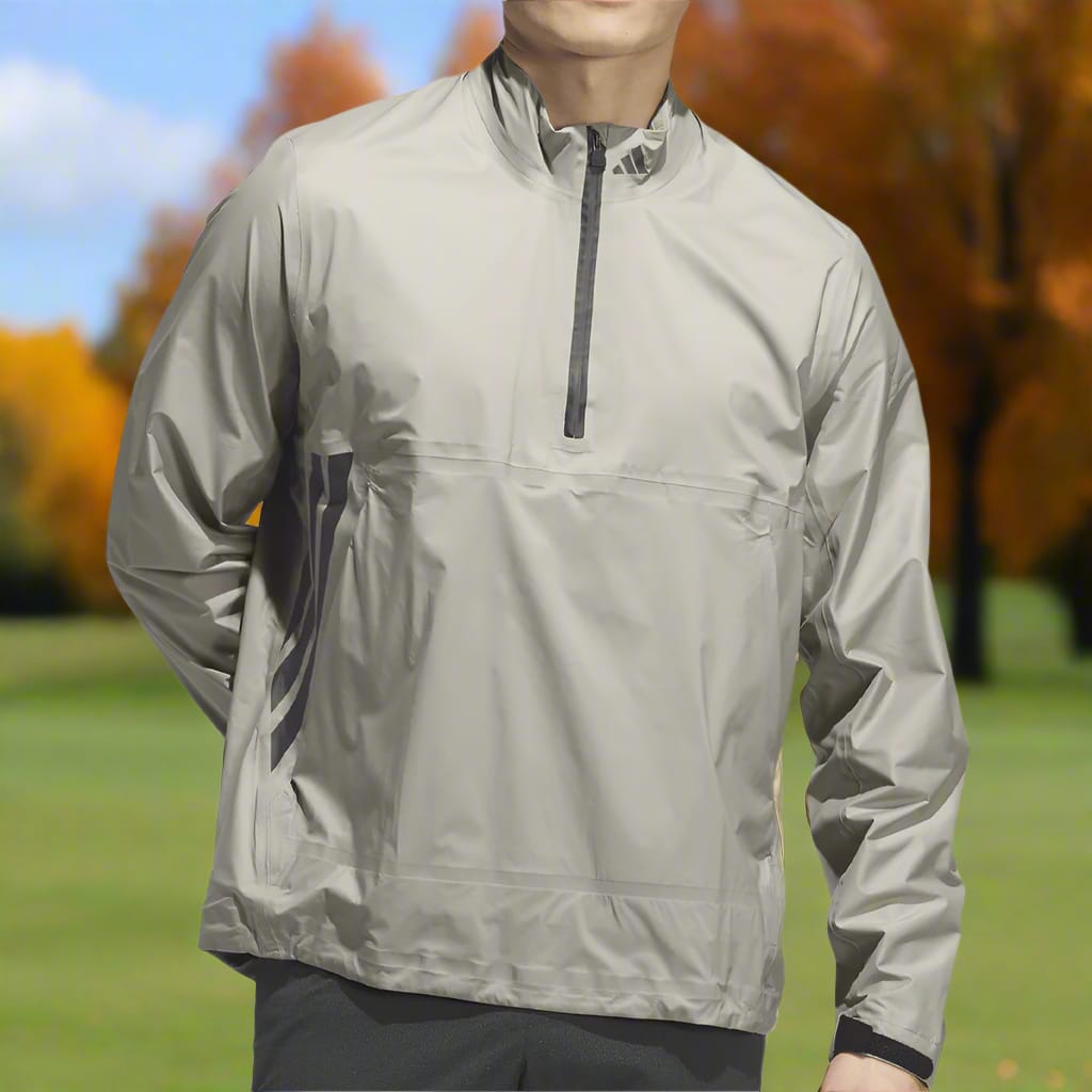 adidas Ultimate365 Tour Climaproof+ Half-Zip Waterproof Rain Suit - Silver Pebble/Grey One