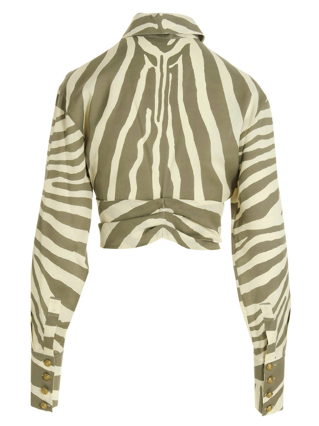 Balmain Zebra-Print Viscose Blend Shirt — Sage