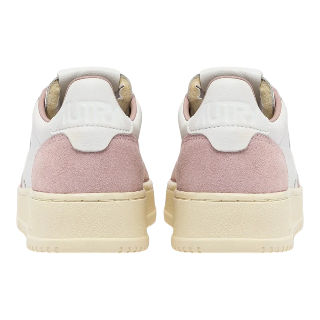 Autry Medalist Low White And Powder Leather Suede Women AULW-GS36