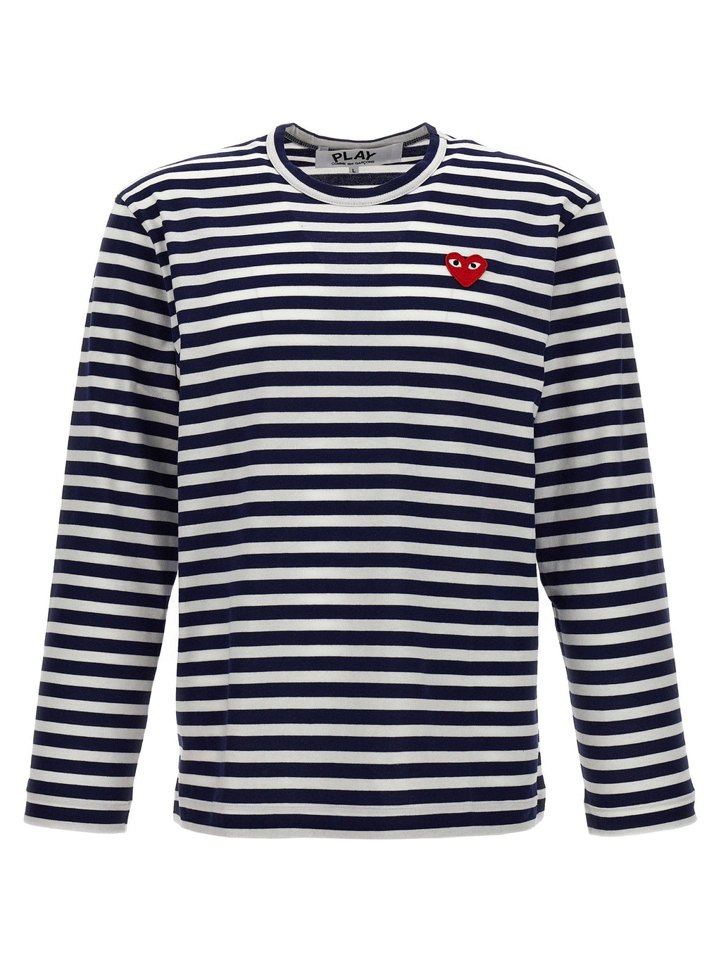 Comme Des Garçons Play Logo-Patch Striped T-Shirt — Navy