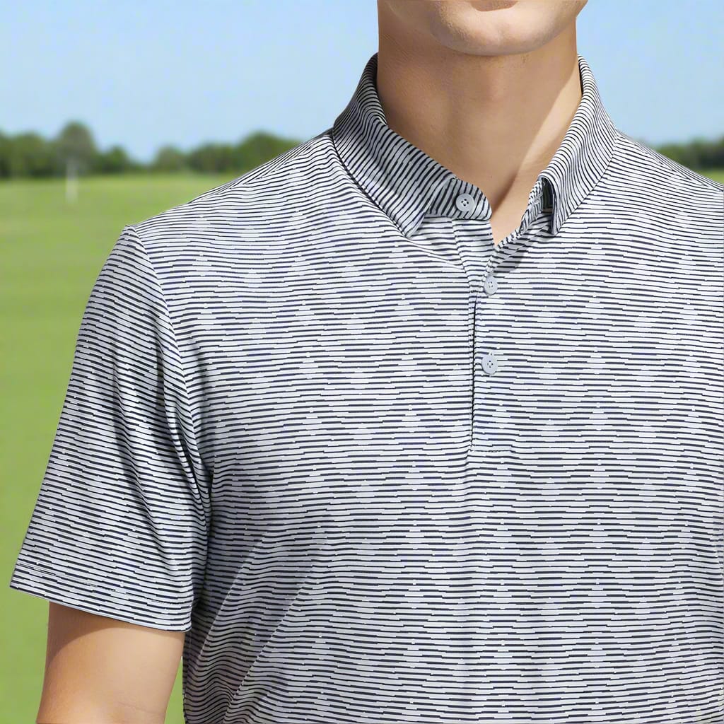 adidas Go-To Printed Stripe Polo Shirt - Wonder Blue/Collegiate Navy