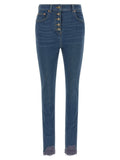 Valentino Garavani Lace-Insert Skinny Jeans — Blue
