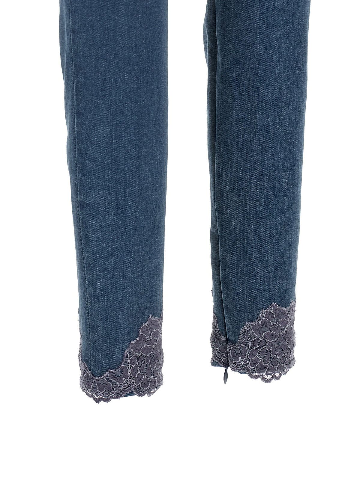 Valentino Garavani Lace-Insert Skinny Jeans — Blue