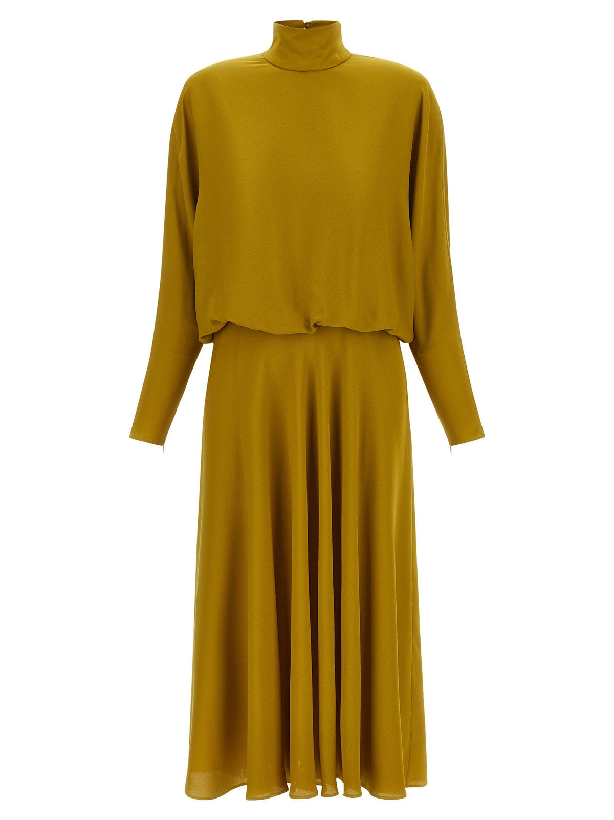 Valentino Garavani Feather-Trimmed Georgette Dress — Gold