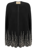 Valentino Garavani Crystal-Embroidered Cape — Black