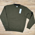 C.P. Company Diagonal Raised Fleece Crewneck Lens Sweatshirt in Ivy Green
