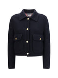 Thom Browne Cropped Virgin Wool Jacket — Navy