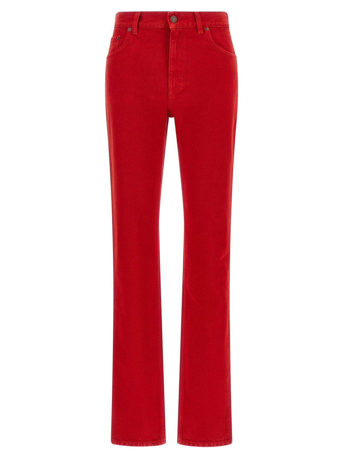 Chloé Garment-Dyed Cotton Jeans — Red