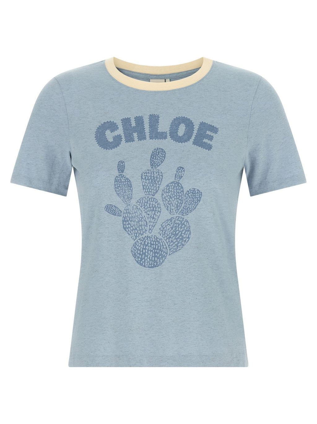 Chloé Cactus Logo-Print Cotton T-Shirt — Blue