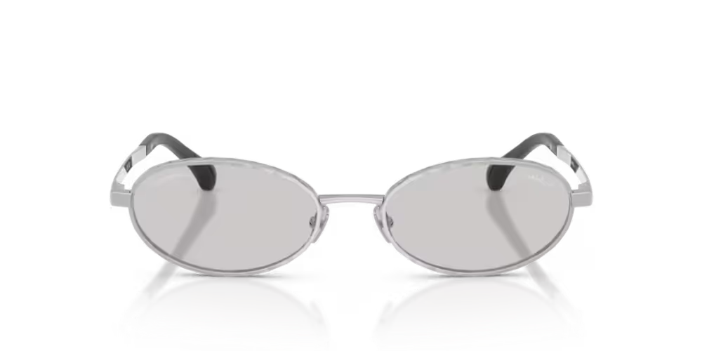 Chanel Eyewear CH2227S Quilted-Effect Oval-Frame Sunglasses — Silver