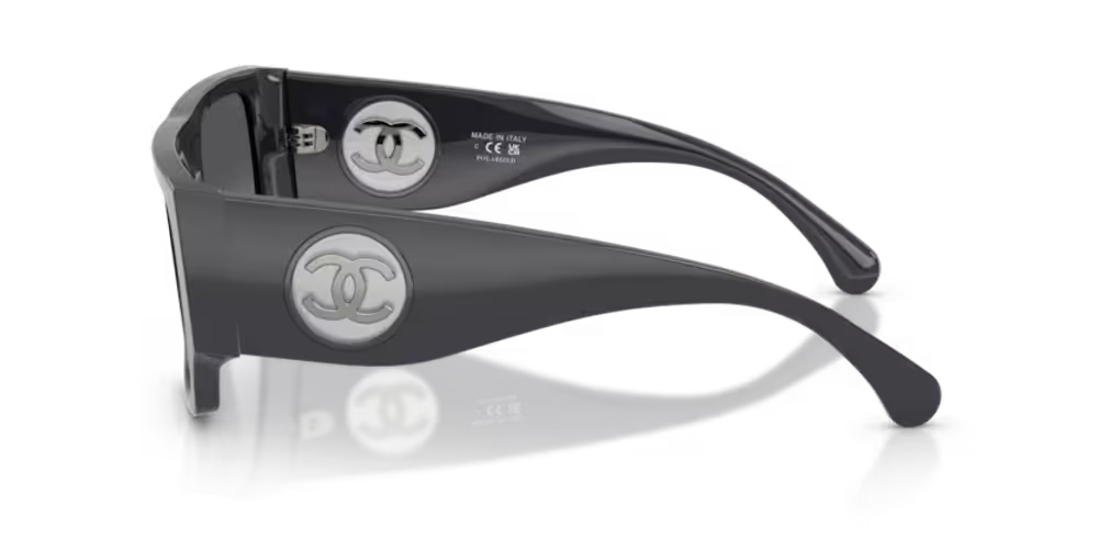 Chanel Eyewear CH5549 Logo-Plaque Rectangle-Frame Sunglasses — Grey