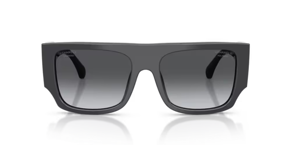 Chanel Eyewear CH5549 Logo-Plaque Rectangle-Frame Sunglasses — Grey