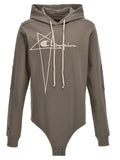 Rick Owens Embroidered Logo Cotton Bodysuit — Taupe