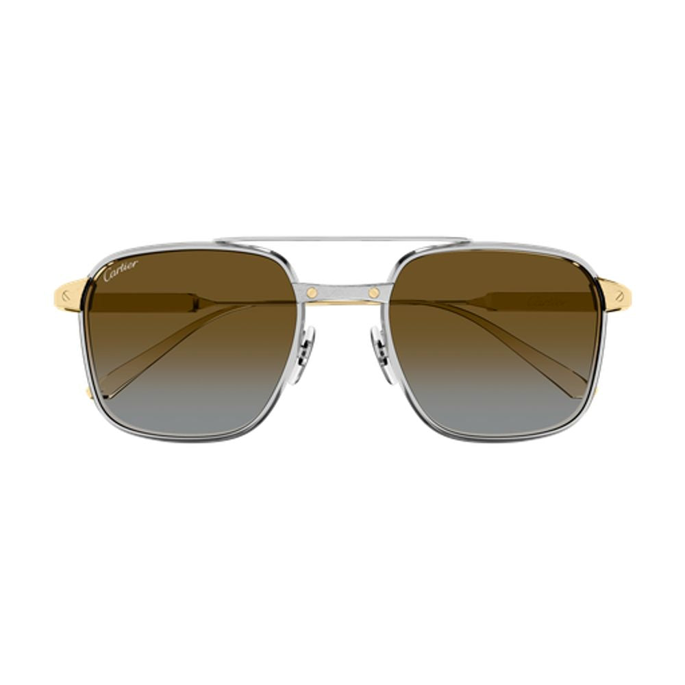 Cartier Eyewear CT0610S003 Rectangle Bar Sunglasses — Silver