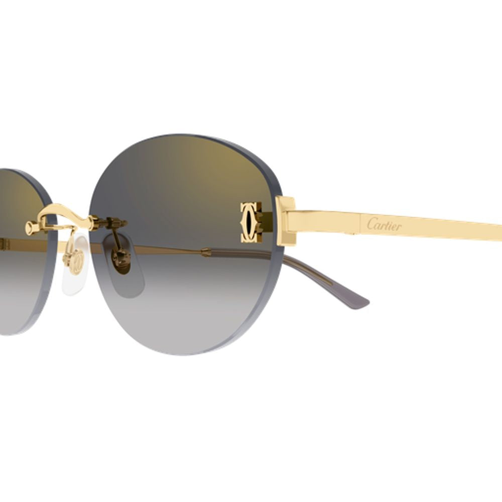 Cartier Eyewear CT0642SA Logo Oval-Frame Sunglasses — Gold