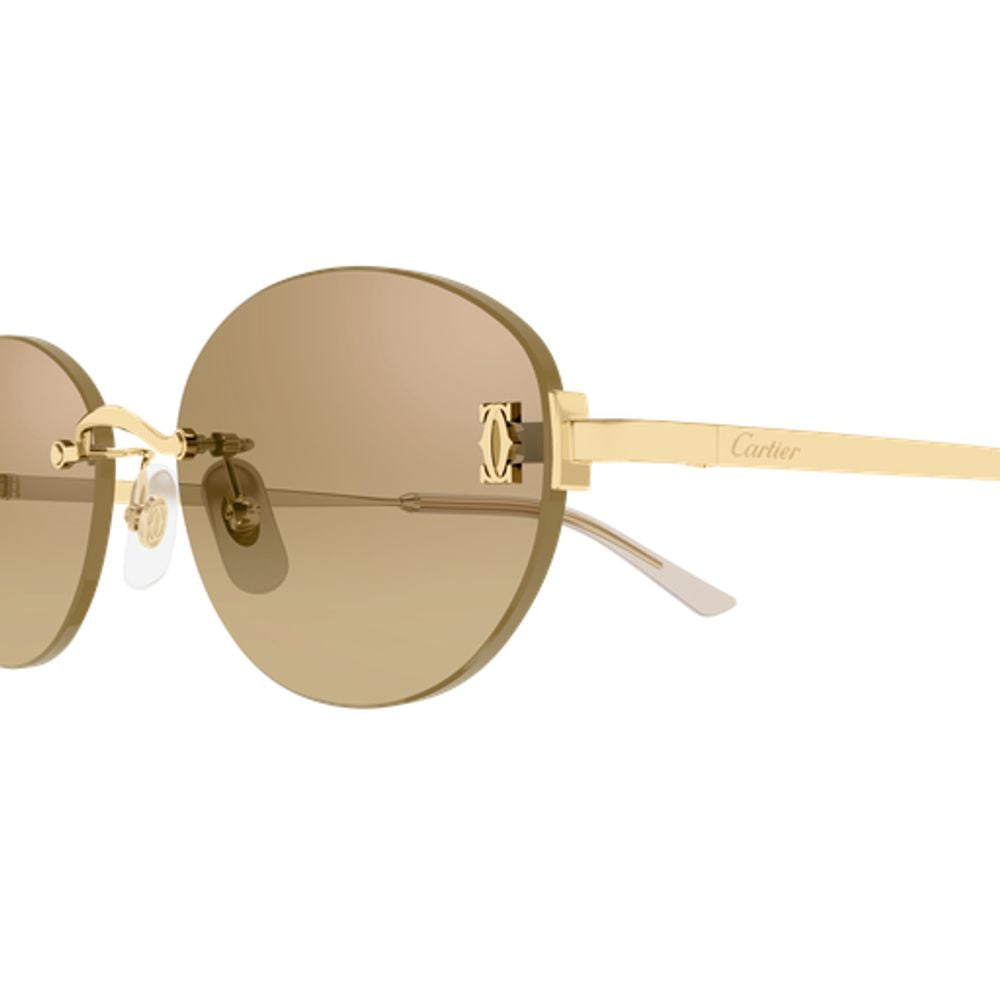 Cartier Eyewear CT0642SA002 Oval Rimless Sunglasses — Gold
