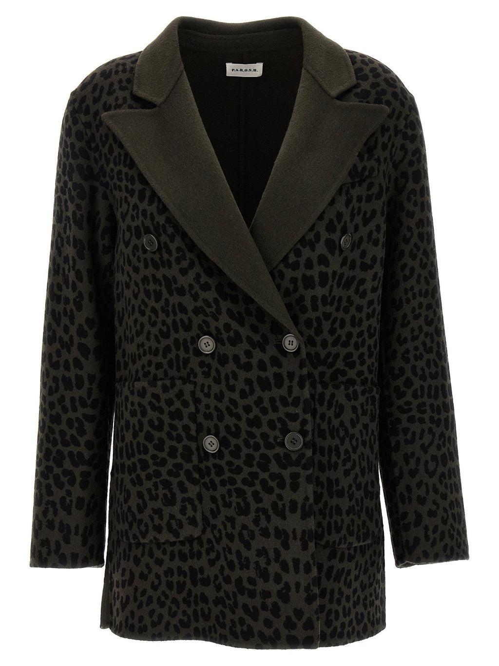 P.A.R.O.S.H. Leopard Print Wool Blazer — Black