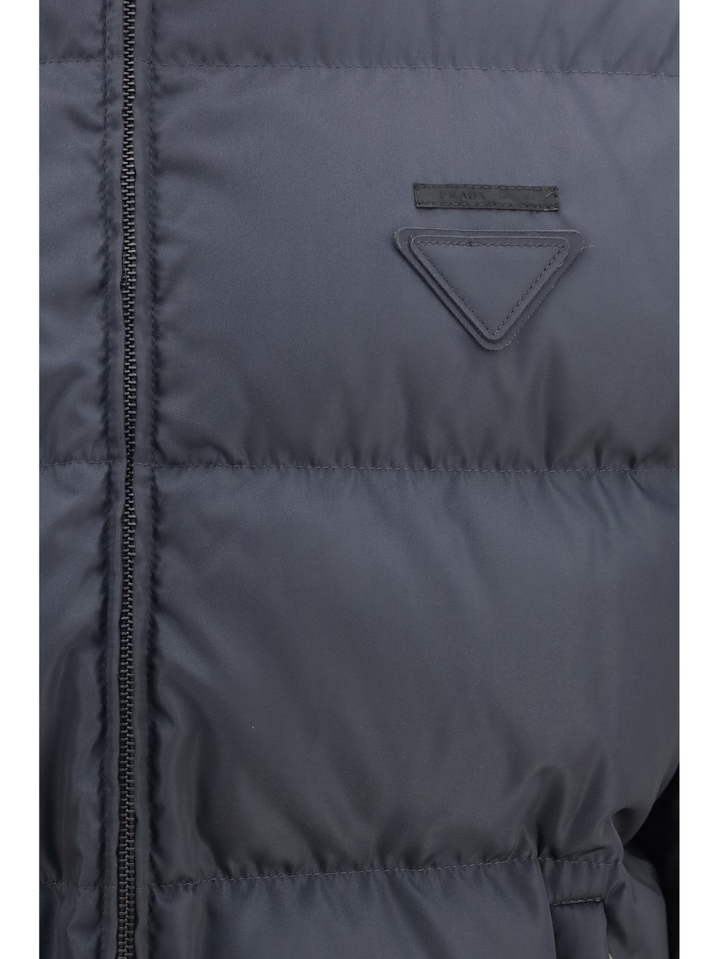 Prada High-Neck Padded Down Jacket — Gray