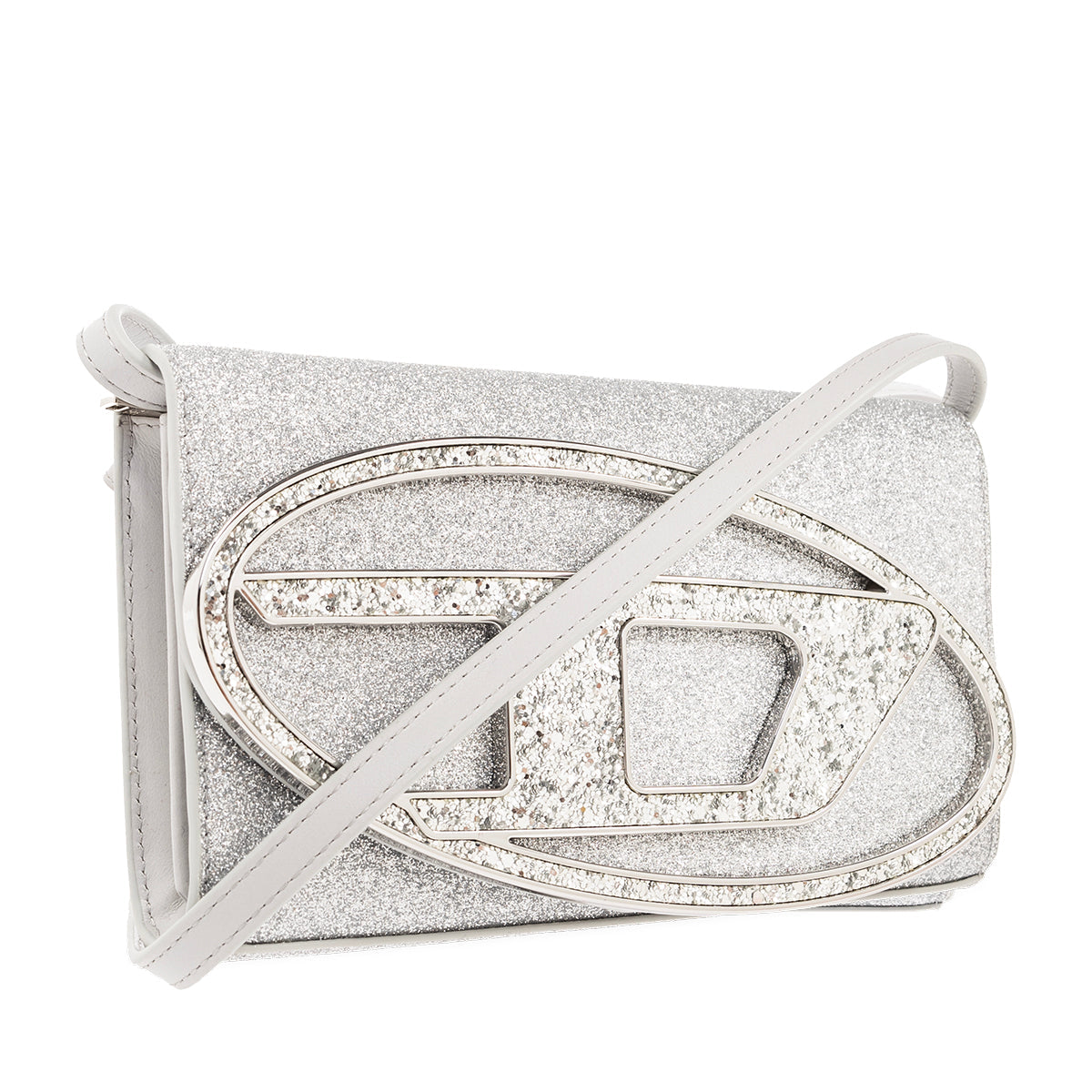 Diesel Silver ‘1dr’ Wallet With Shoulder Strap