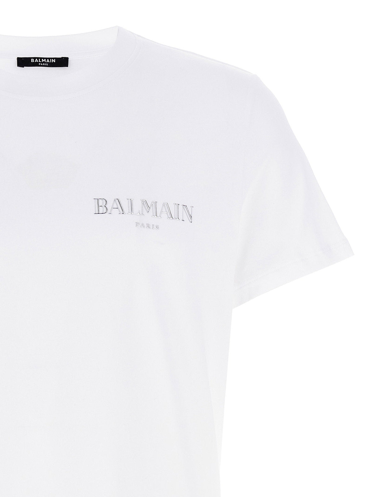 Balmain Logo-Embossed Organic Cotton T-Shirt — White