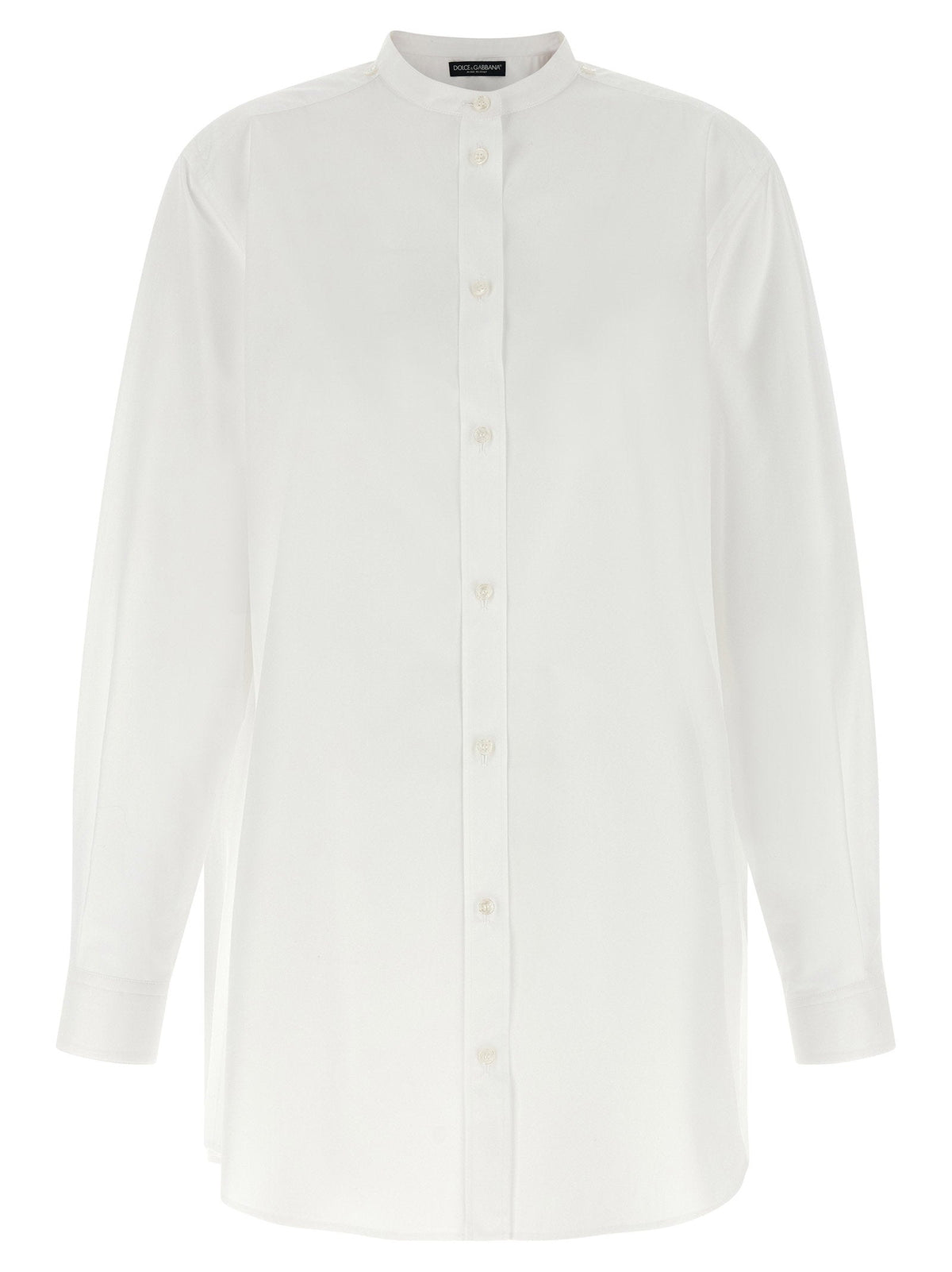 Dolce & Gabbana Cotton Poplin with Patterned Silk Scarf Shirt — White