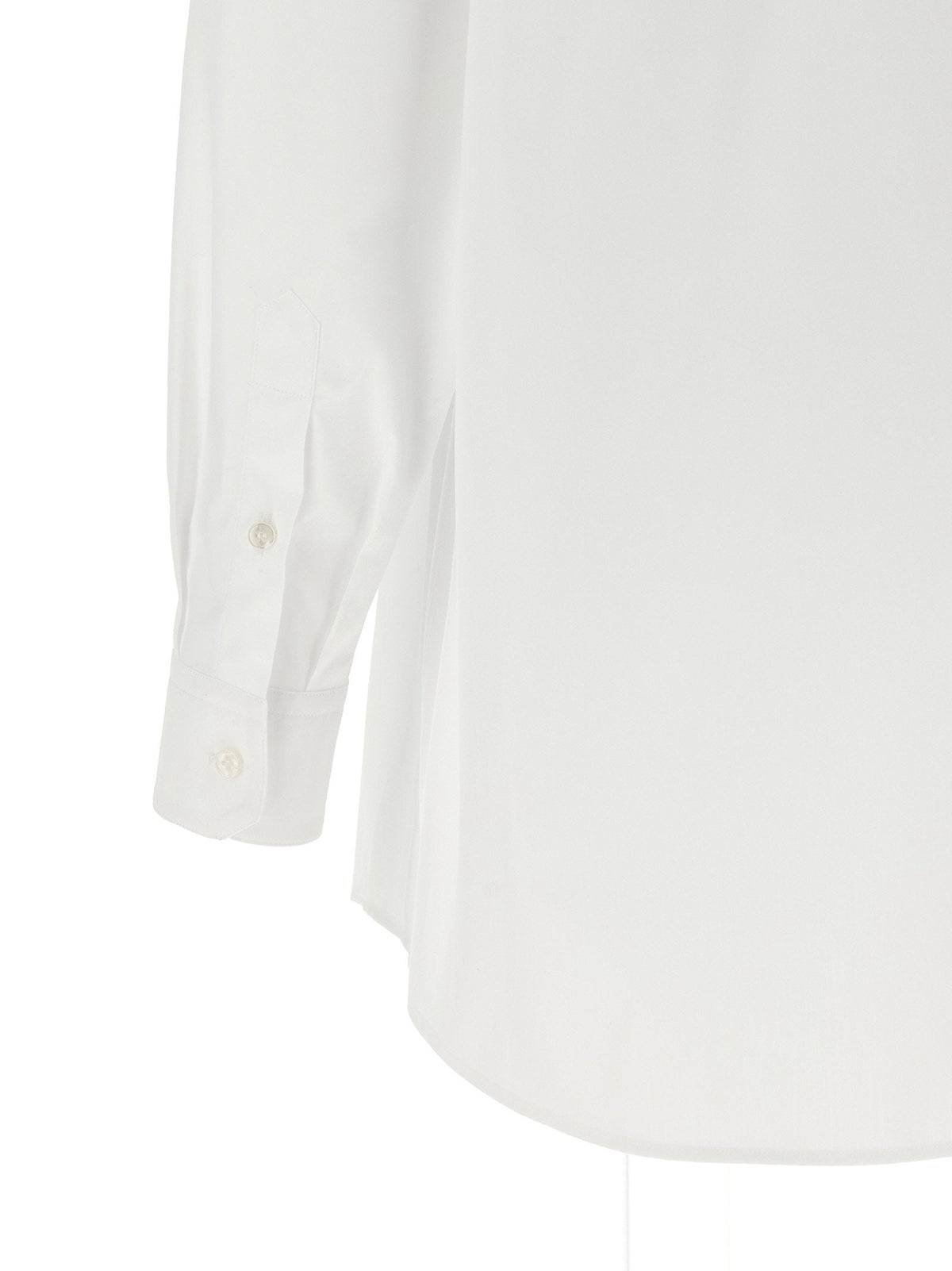 Dolce & Gabbana Cotton Poplin with Patterned Silk Scarf Shirt — White