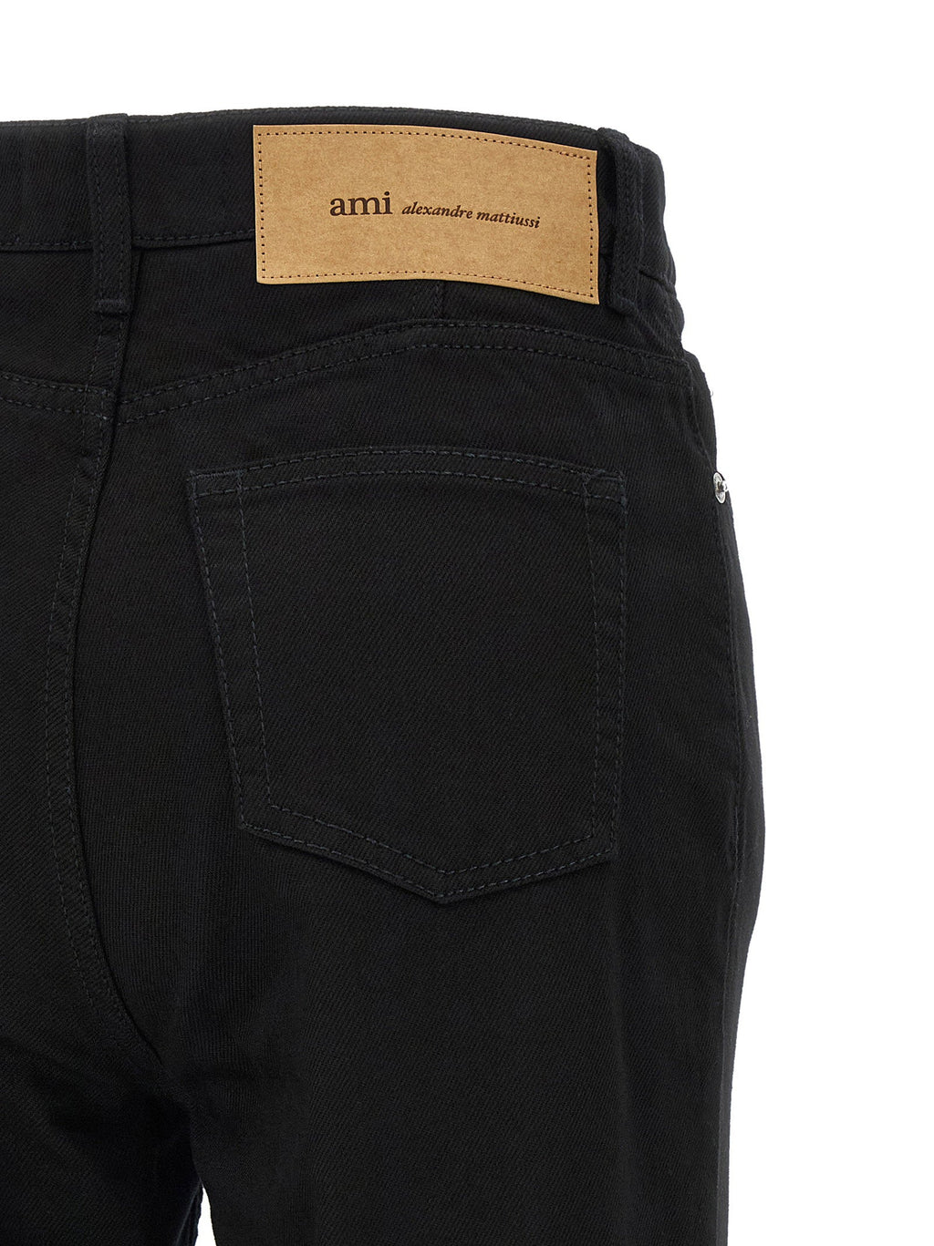 Ami Paris Flared-Leg Cotton Jeans — Black