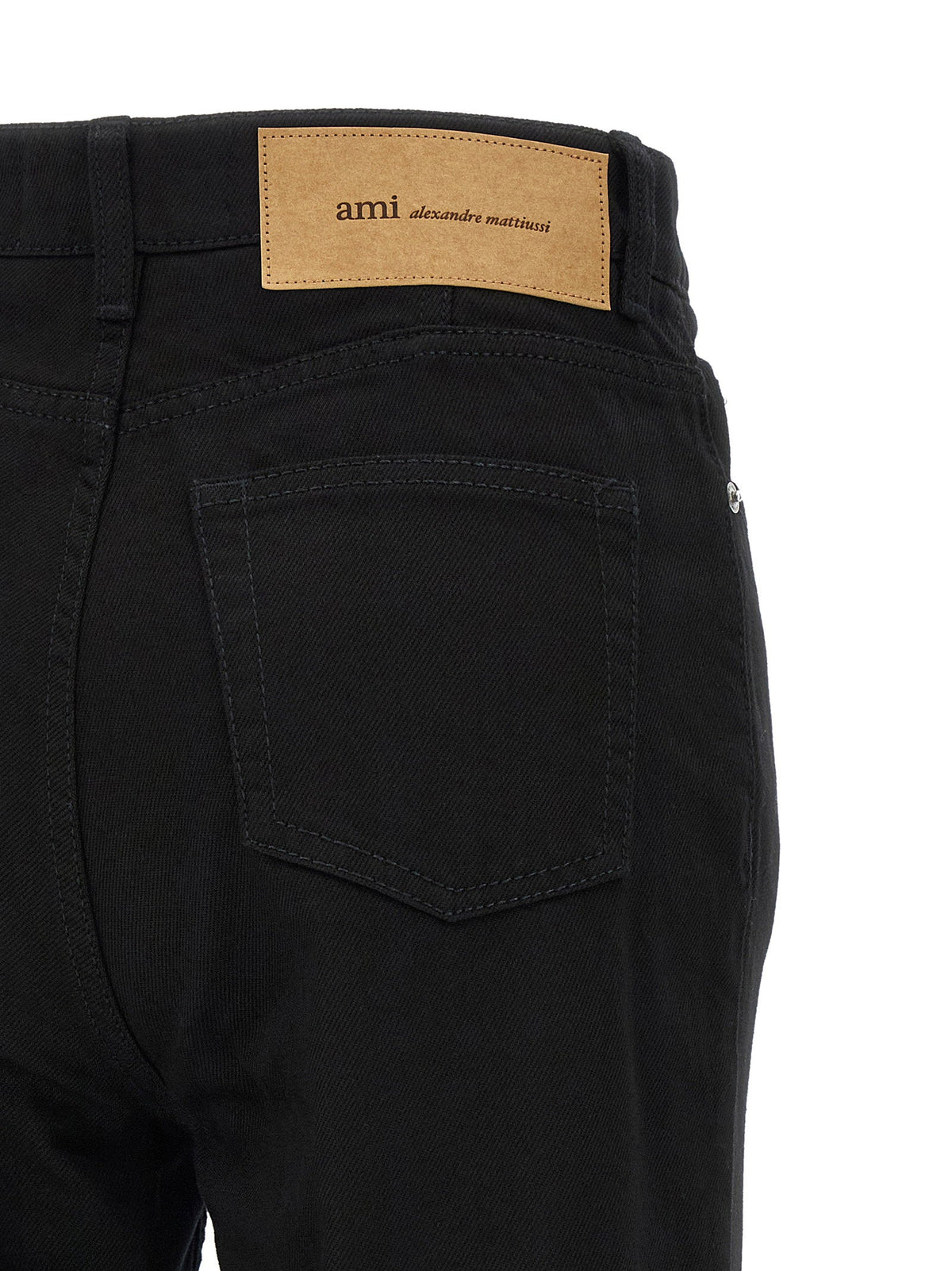 Ami Paris Flared-Leg Cotton Jeans — Black