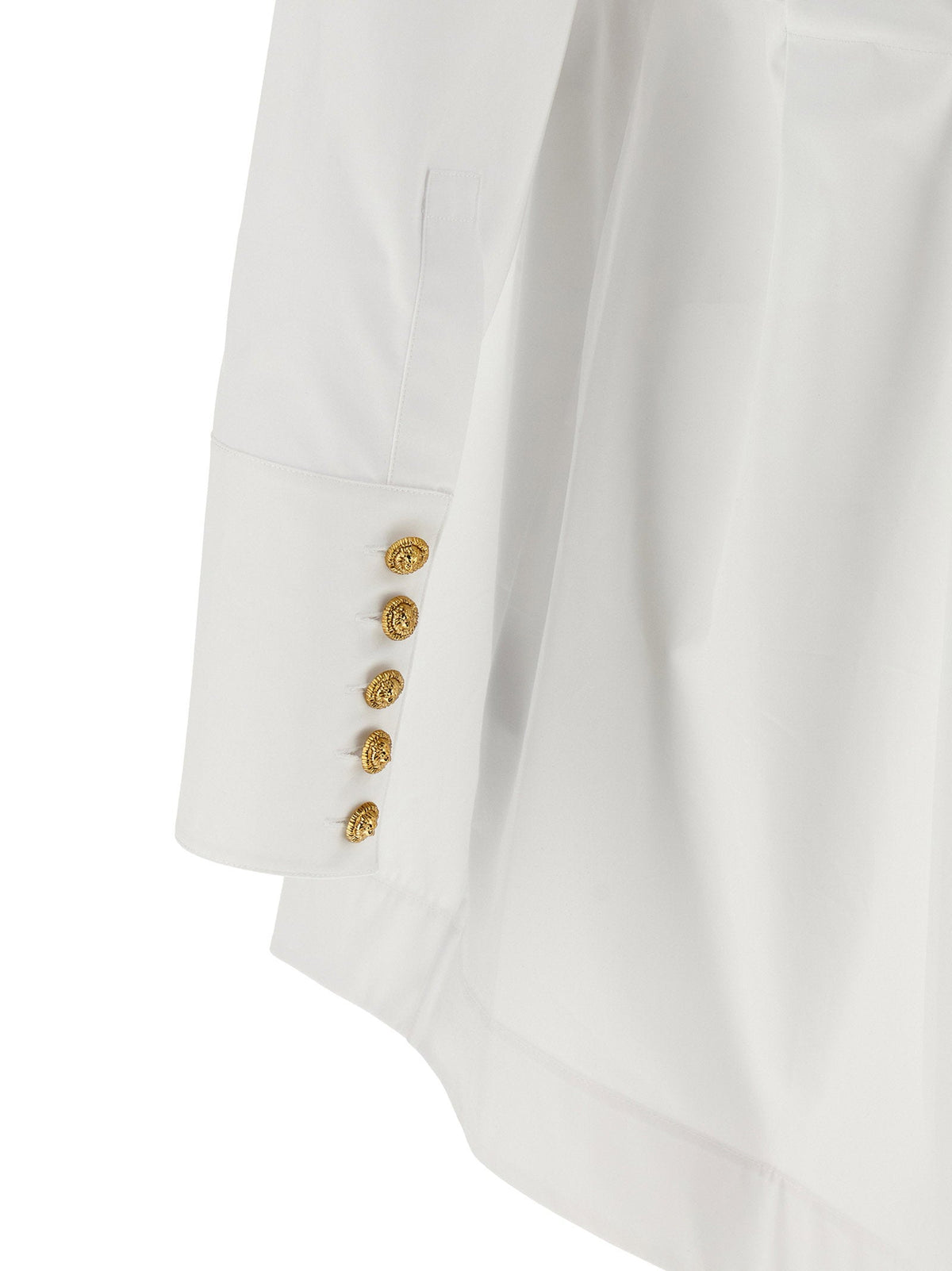 Balmain Cotton Poplin Chemisier Shirt Dress — White