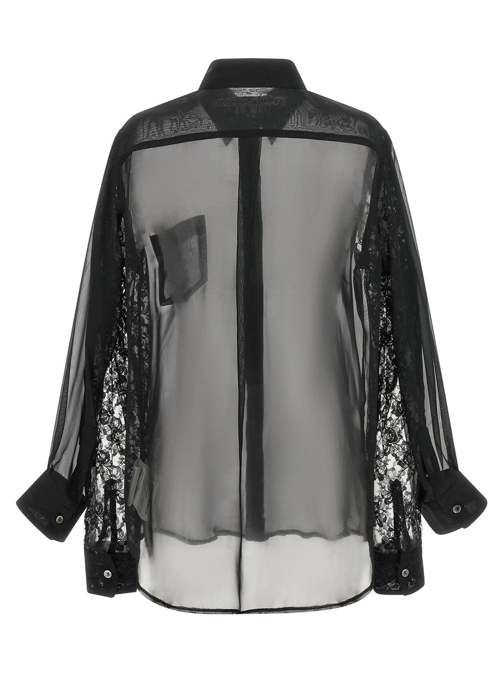 Comme Des Garcons Semi-Transparent Lace Double Sleeve Shirt — Black