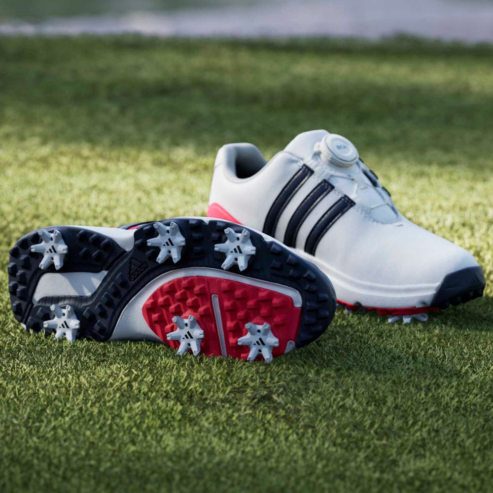 adidas Tour360 24 Boa Junior Golf Shoes - Cloud White/Collegiate Navy/Lucid Red