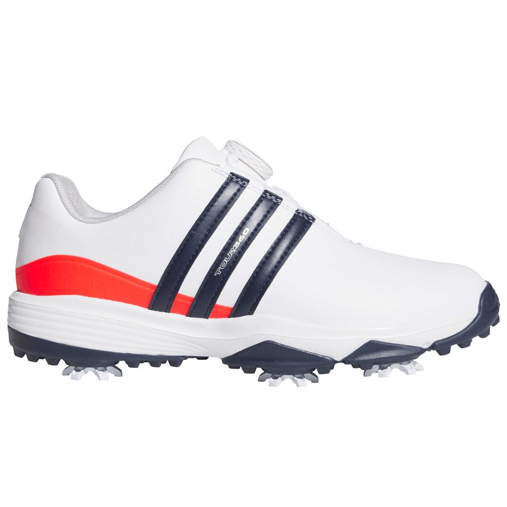 adidas Tour360 24 Boa Junior Golf Shoes - Cloud White/Collegiate Navy/Lucid Red